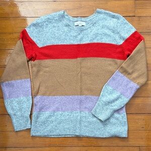 LOFT Striped Crewneck Colorblock Sweater